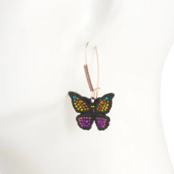 New Betsey Johnson Butterfly Dangle Earrings - Picture 4 of 10